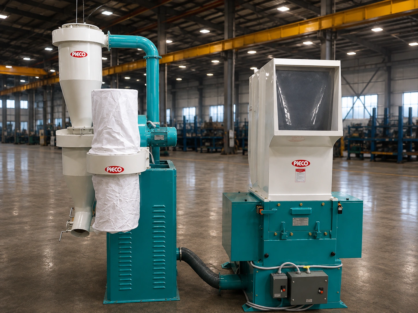 PIECO granulator with blower and dust collector